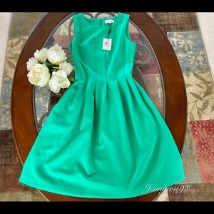 New Calvin Klein fit-and-flare green mid dress